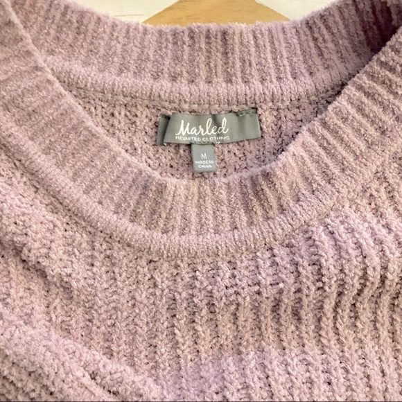 Marled Lilac Purple Cropped Sweater - M - Picture 3 of 4